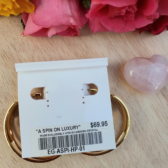 Swarovski Crystal Hoop Gold Earrings - Picture 3 of 6